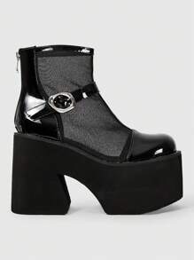 ROMWE Grunge Punk Fashion Women's High Heel Thick Sole Hollow Out Sandals