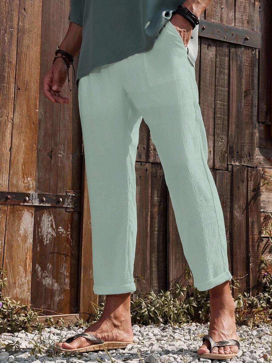 Palmeraft Men's Casual Versatile Solid Color Tapered Pants - Grey - View 1