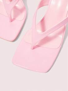 CUCCOO DOLLMOD Women's Pink PU Color Ribbon Tie Decor Square Toe Elegant High Heel Sandals - Pink - View 7