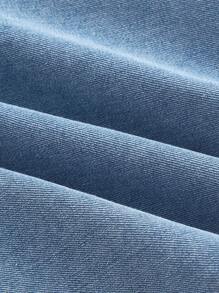 SHEIN MOD 女士牛仔迷你吊带裙，休闲修身款，蓝色