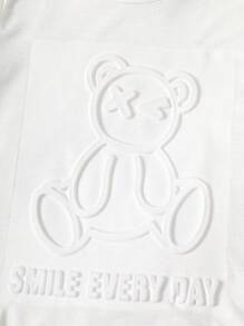 SHEIN 2pcs Kids Boy Casual Versatile Comfortable Round Neck Loose Short Sleeve Knit T-Shirt And Denim Shorts Set, Back To School Season