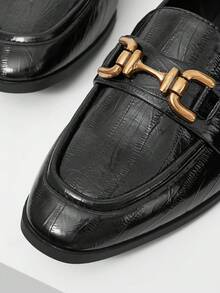 MOTF PREMIUM PU LEATHER BUCKLE FLAT SHOES FOR CHRISTMAS SPRING SHOES - Black - View 5