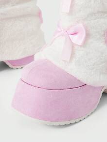 Sugerpunk Giày bốt đế dày đế cao dễ thương phong cách đường phố & trường học cho nữ, cao đến bắp chân - Hồng - Xem 6