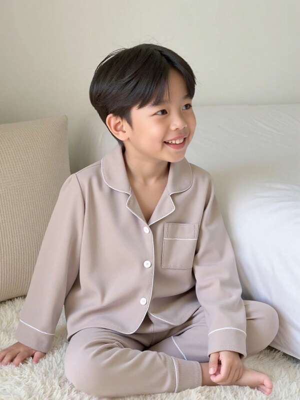 Genkimix Kids Jonge jongens Color-Block Edge lange mouwen homewear set
