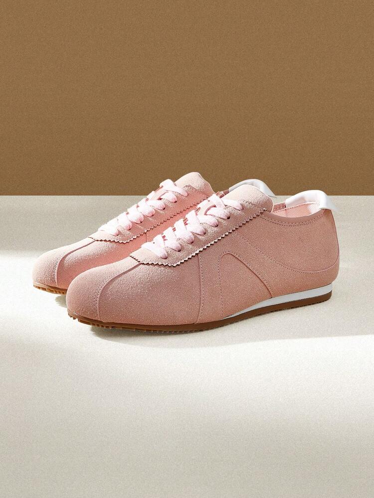 CUCCOO EASI Women's Mixed Color Round Toe Flat Casual Sporty Shoes, Fashion Comfortable PU Leather Khaki Everyday Indoor/Outdoor