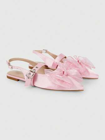 Kawaii Elegante Damen Mode Lässig Klassisch Spitzschuh Ballerinas, Gothic Stil Seide Satinschleife Dekor Flache Schuhe für Party, Alltag, Abendkleid