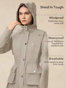 OutZeal Women's Waterproof WindProof Lightweight 3L Tech Fabric Long Rain Coat Hiking Jacket Daily Wind Breaker