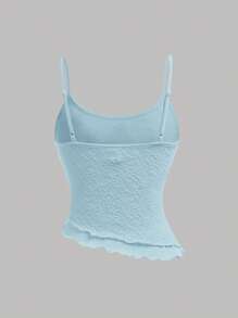 Girlism Conjunto de 2 peças com Regata Assimétrica de Renda e Saia Assimétrica de Babados com Bainha de Sereia de Cintura Baixa, Roupa Elegante para Casamento, Primavera/Verão, Temporada de Casamentos em Resort, para Adolescentes - Azul bebê - Visão 7