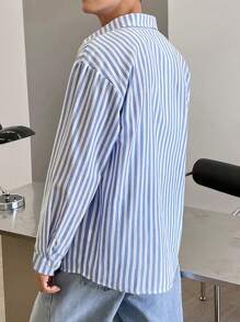 Claim Dot Men's Striped Shirt, Casual And Stylish For Everyday Wear, Fall, Long Sleeve Top