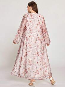Graceveil Rochie lungă, elegantă, casual, cu imprimeu conservator, pentru femei, mărime plus, modestă - alb - Vizualizare 2