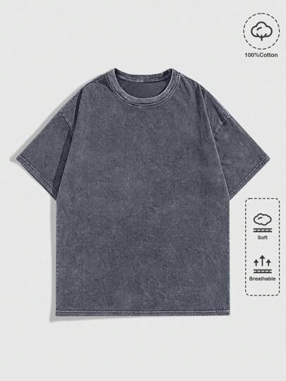 Street Life Men's Solid Color Crew Neck Casual Versatile Short Sleeve T-Shirt, Summer