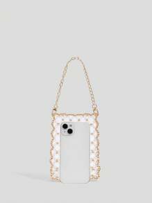 SHEIN SXY Damen Handtaschen mit oberem Griff, goldene Perlen, transparente Perlen, Perlenbestickte Tasche, modisch, elegant, schlicht, personalisiert, vielseitig, für Strand, Urlaub, Feiertage, Sommer, Meerseite, Dates, Alltag, Einkaufen, Nachmittagstee - Gold - Übersicht 6