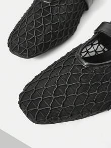 MOTF PREMIUM LASER CUTOUT SQUARE TOE WOMEN FLAT LOAFERS FOR CHRISTMAS SPRING SHOES - Black - View 6