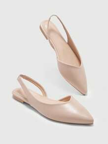 CUCCOO BIZCHIC Almond-Color Pointed Toe Flat Shoes For Women - Pink - View 9