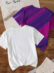 Miraculous Ladybug X SHEIN Conjunto de 2 piezas de niña pre-adolescente con camiseta de manga corta de verano informal con estampado de letras de dibujos animados - Multicolor - Ver 3