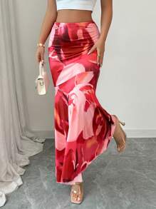 Elenzga 优雅浪漫荷叶边下摆彩色A字度假裙