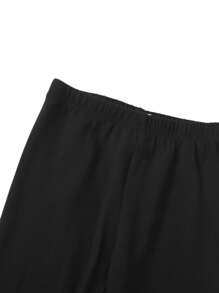 SHEIN سروال ضيق نسائي للفتيات المراهقات بلون أحادي متوسط الخصر، مناسب للارتداء اليومي