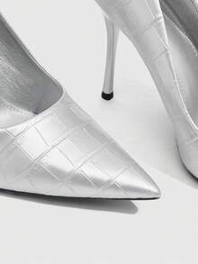 CUCCOO SZL Women's Pointed Toe Silver High Heels For Party And Occasions - Silver - View 7