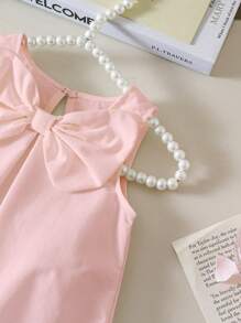 Elladie kids 女婴无袖优雅蝴蝶结装饰褶皱网纱芭蕾舞裙，休闲春夏风格