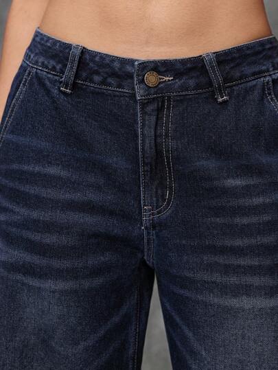 Grunge Punk Jeans femme vintage, casual, polyvalent, taille haute, ample, évasé