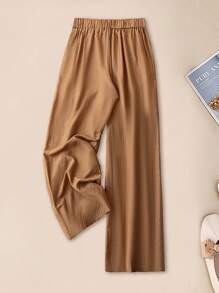 Bộ 2 áo thun trơn màu trơn cỡ lớn và quần dài thường ngày cho nữ - Màu Khaki - Xem 4