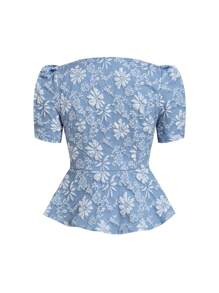 Gownix Women's Fashion Elegant V-Neck Gigot Sleeve Blouse, Suitable For Commuting, Work, Outings And Dating Vacation Woman Summer Tops Professional - Blue - View 10