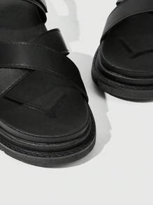 HighSole Women's Fashion Black Wedge Platform Sandals - Black - View 7