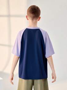 JNSQ 返校休闲户外运动短袖T恤，儿童圆领趣味数字印花户外休闲运动短袖T恤上衣 - 彩色 - 查看 2