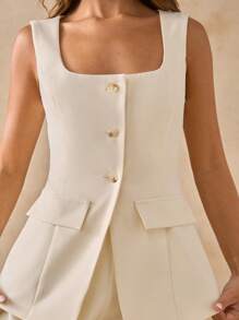 SHEIN BAE 女士日常两件套服装 - 杏色 - 查看 7