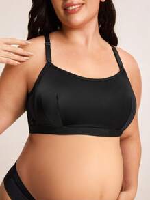 BloomMama Áo ngực cho con bú thoải mái, màu trơn cỡ lớn dành cho nữ có lỗ mở bên hông - màu đen - Xem 2