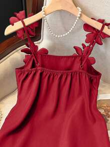 Franclia Váy mini dây mảnh họa tiết hoa 3D mùa xuân dành cho nữ đi nghỉ thường ngày - Đỏ - Xem 7