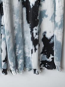 Elenzga Pantalones de pierna ancha con estampado de tie-dye y cintura elástica para mujer de talla grande