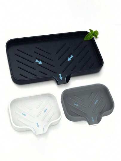 1 peça de suporte de esponja de silicone para pia de cozinha, bandeja para sabonete de cozinha, suporte para sabonete para pia de cozinha/banheiro, bandeja para sabonete de pia para balcão de cozinha, bandeja para esponja com ralo