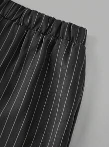 2 件儿童/青少年男孩休闲校服套装：长袖条纹衬衫、背心和长裤，绅士西装套装适合学校、花园、海滩、生日、春夏秋冬 - 黑色 - 查看 14