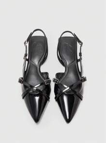 CUCCOO BIZCHIC Women Strappy Pointed Toe Flat Sandals - Black - View 8