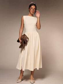 Glamine 女士露背连衣裙，优雅夏季海滩派对连衣裙无袖长上衣