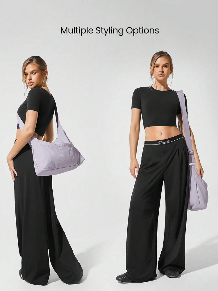 Bolso bandolera de 10L con bolsillos con cremallera impermeable, costuras de corsé, uso diario y casual