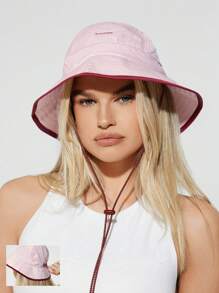 GLOWMODE Social Hour Lightweight Quick Dry Waterproof Adjustable Reflective Drawstring Bucket Hat Beach Pool Holiday Vacation Getaway Daily Active Wear - Baby Pink - View 1