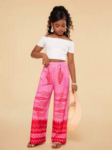 SHEIN 少女碎花宽松休闲裤