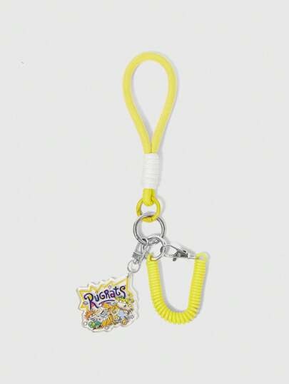 Nick 90's X ROMWE 1pc Cute Soldier Phone Lanyard, Colorful Braided Keychain Lanyard, Cartoon Versatile Bag Pendant Keychain