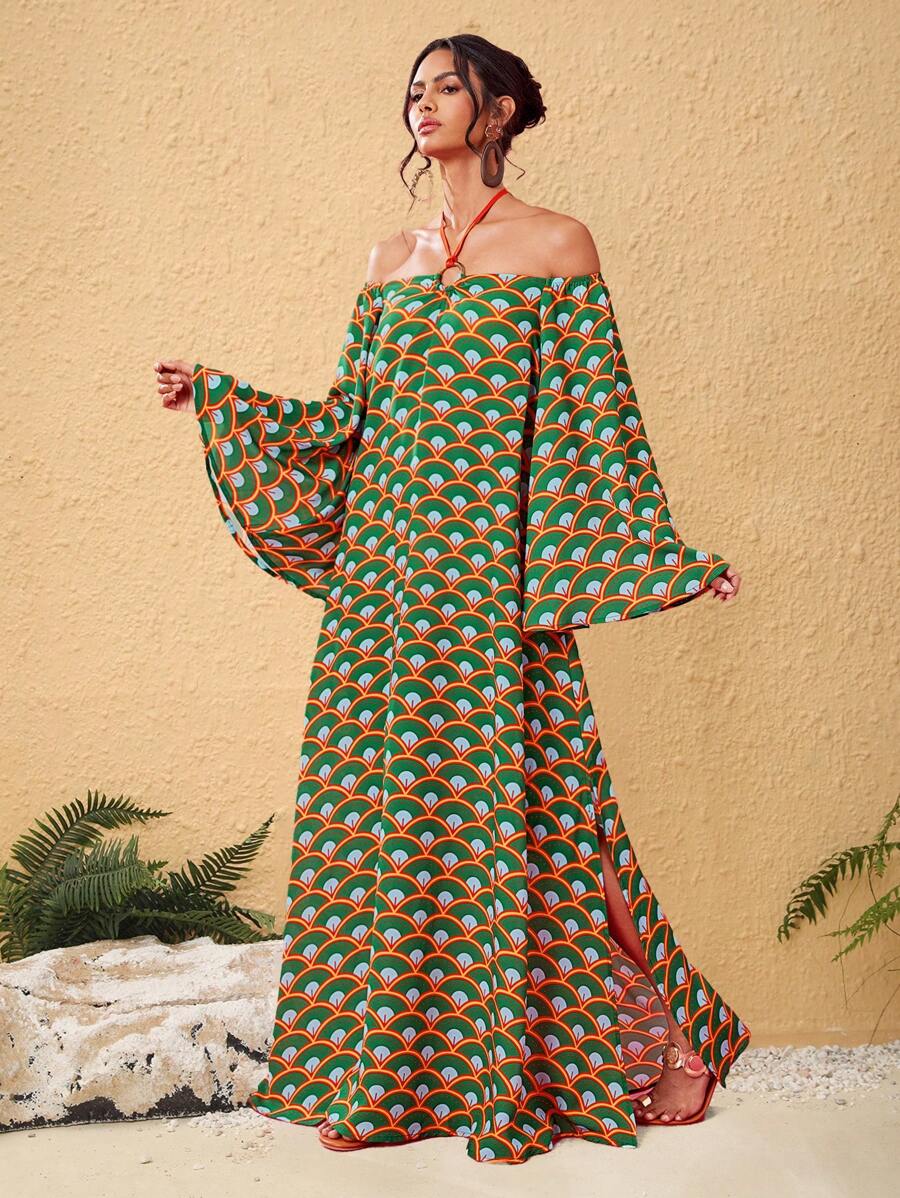 JIAN LASALA 女士多色长裙 波西米亚风细肩带长袖印花结饰荷叶边露背 女士夏季服装 女士夏季连衣裙 女士太阳裙 度假服装 外出海滩度假服装 欧洲夏季女装 夏威夷服装 女士安卡拉裙 度假装 飘逸连衣裙 复古返校节礼服 女士婚礼宾客礼服 女士约会夜服装 - 彩色 - 查看 1