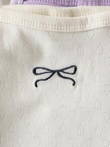 8pcs Young Girl Spring/Summer Vest Set, Mixed Color Floral & Bow Print Embroidery, Fashion Essentials Undergarment Outfit - Multicolor - View 4