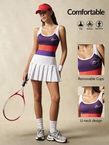 VARSITIE Vestido esportivo feminino sem mangas, moderno para o verão