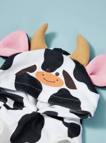 PETSIN 1pc Pet Cat Dog Universal Sleeveless Hoodie, Cute Cow Print Cartoon 3D Cosplay Sweatshirt For Pets - Multicolor - View 7