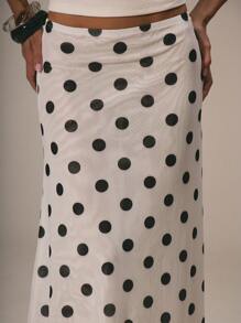 MUSERA Mesh Polka Dot Fun Cute Dainty Girly Spring Summer Skirt Cute, Graduation, Polka Dot Skirt Vacation Holiday Work, Office Outfit