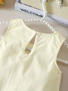 Baby/Baby Girl Spring/Summer Elegant Bowknot Decor Mesh Ruffle Hem Sleeveless Dress - Apricot - View 3