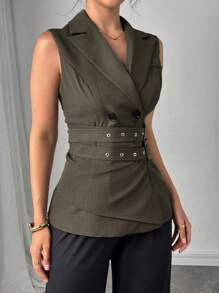 Modelyn Blazer dal design moderno e urbano alla moda con doppia cintura per donne