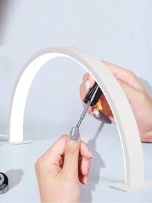 1pc White/Pink Half Moon Nail Lamp,USB Push Button Plug Desktop Lamp, For Nail Fill Lighting, Vanity, Handmade Desk, Nightstand, Monochromatic White Light - Multicolor - View 10