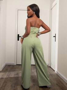 INAWLY جمبسوت واحدة قطن مغسول ومطاوع باللون الأخضر