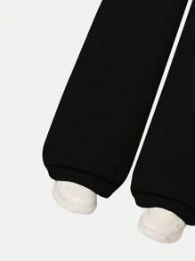 SHEIN Pantaloni casual con vita in vita a cordoncino, gamba dritta e ampia